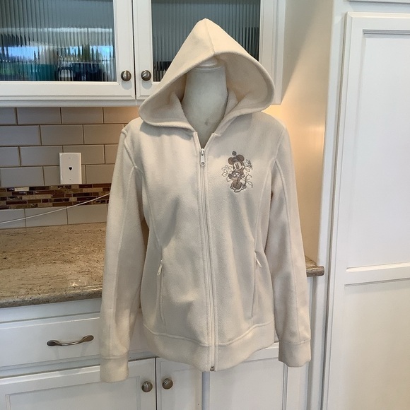 Disneyland Disney Parks Cream Fleece Zip Jacket Medium - Picture 7 of 9